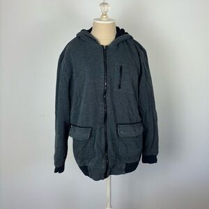American Rag Jacket Gray Black Lined Hooded Zip L